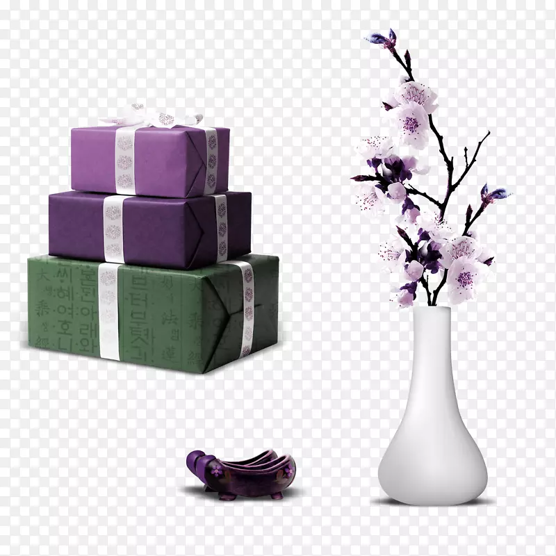 花瓶-紫色简单花瓶礼品装饰图案