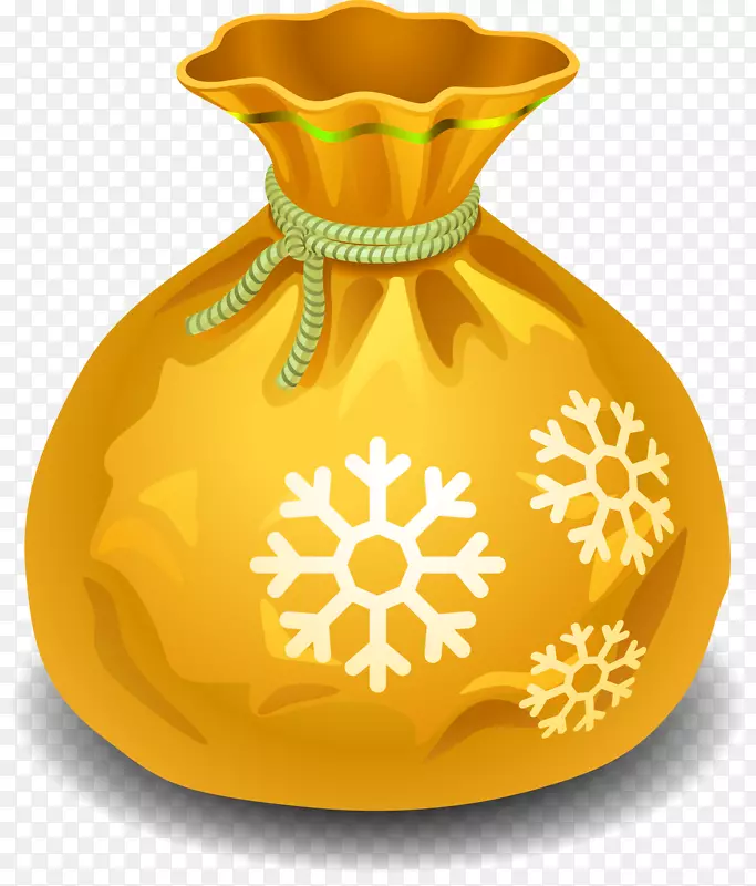 圣诞老人包圣诞夹艺术-黄色简单钱包装饰图案，以避免PNG