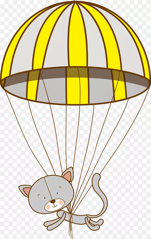 动画插图-小猫降落伞
