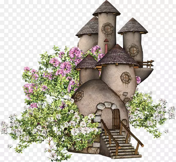 房屋仙女建筑剪贴画-卡通城堡