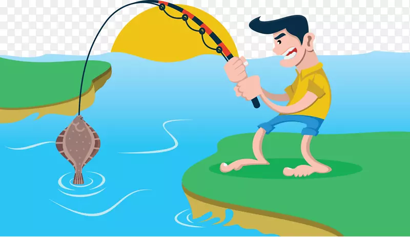 钓鱼，鱼塘，渔夫，艺术剪辑-在河边钓鱼的男人