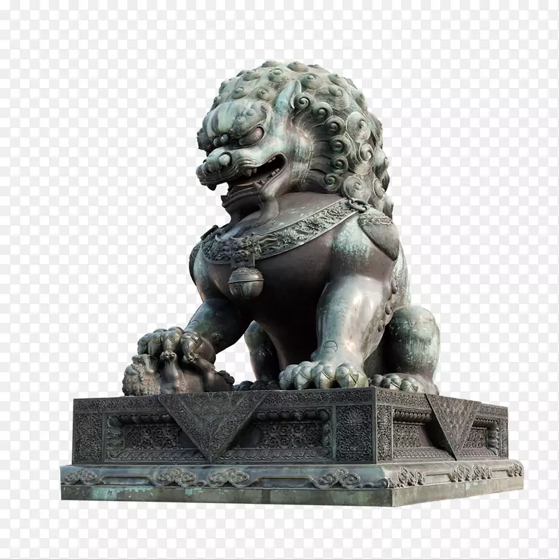 福建石狮卫狮水墨画海报-狮子雕塑