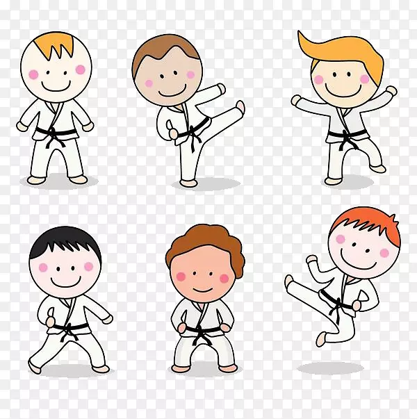 空手道武术画版税-免费剪贴画-练习跆拳道的孩子