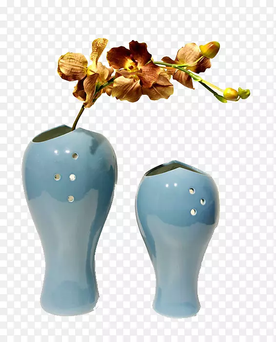 花瓶花束室内设计服务设计师-别致蓝色花瓶