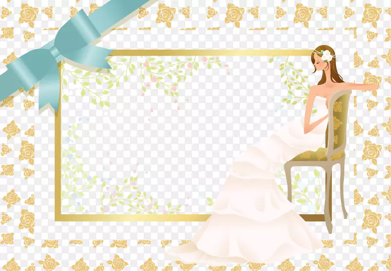 新娘婚礼摄影插图-新娘和婚礼花背景材料