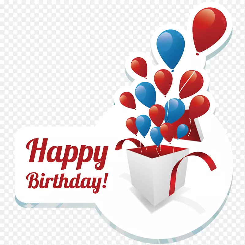 生日蛋糕祝你生日快乐贺卡创意卡通气球生日