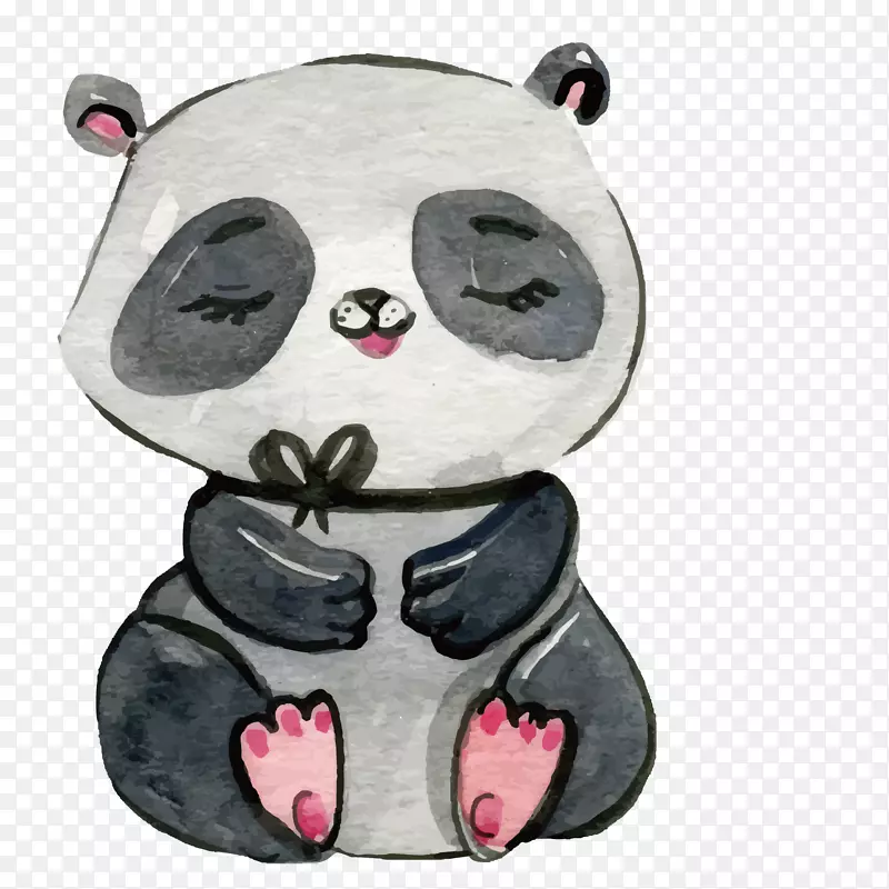 大熊猫水彩画海报版画艺术手绘熊猫