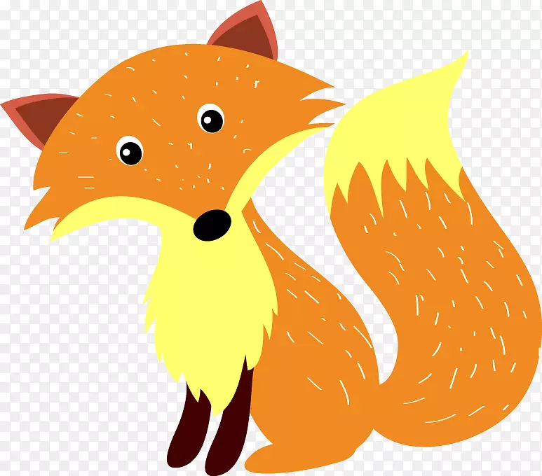 红狐卡通插图.手绘松鼠图案