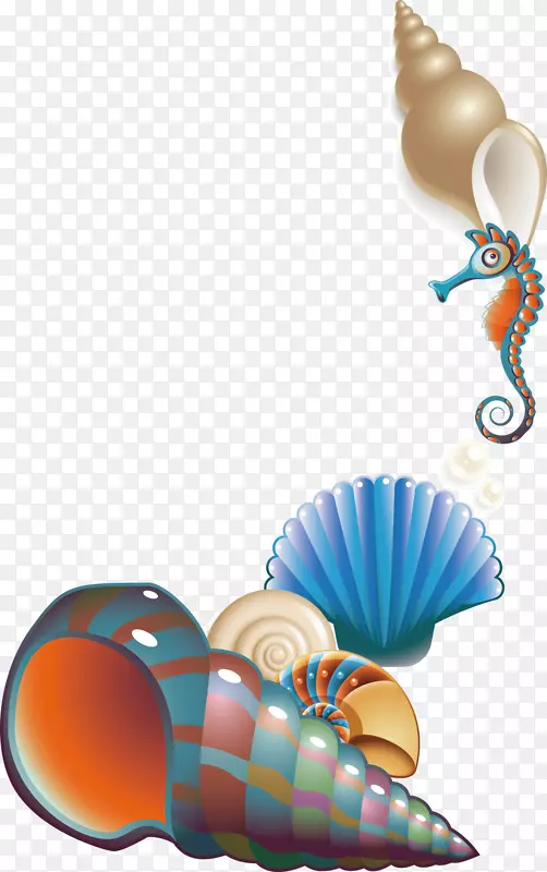贝壳海报剪辑艺术-贝壳海洋海马创意海报