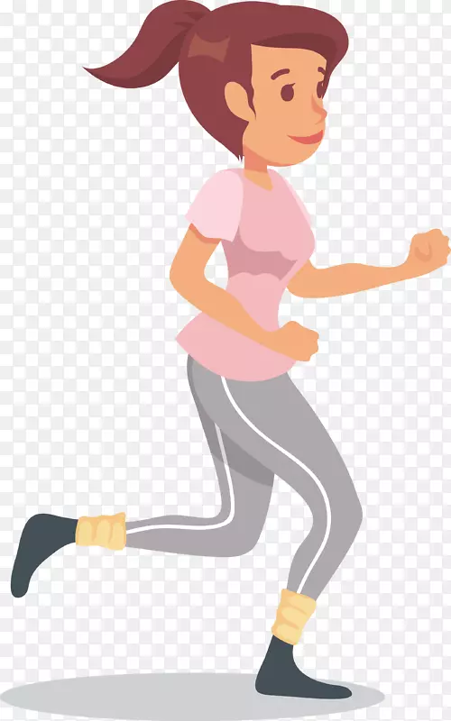 跑步卡通插画-跑步的女人