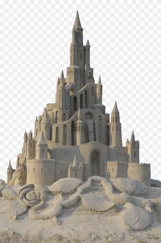 婚礼邀请函沙艺术及玩城堡沙滩-卡通城堡