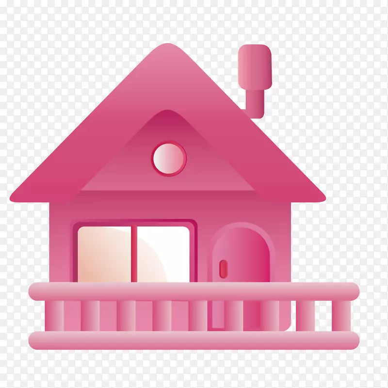 房子卡通-卡通粉红小房子，建筑，平房