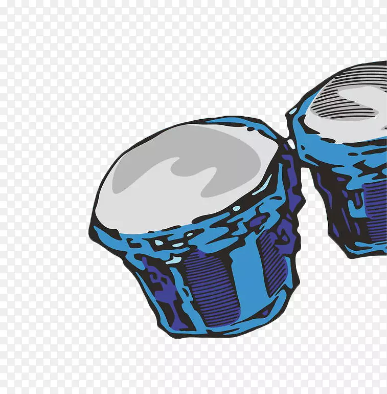乐器行进乐队Bongo鼓插图.蓝色手绘鼓