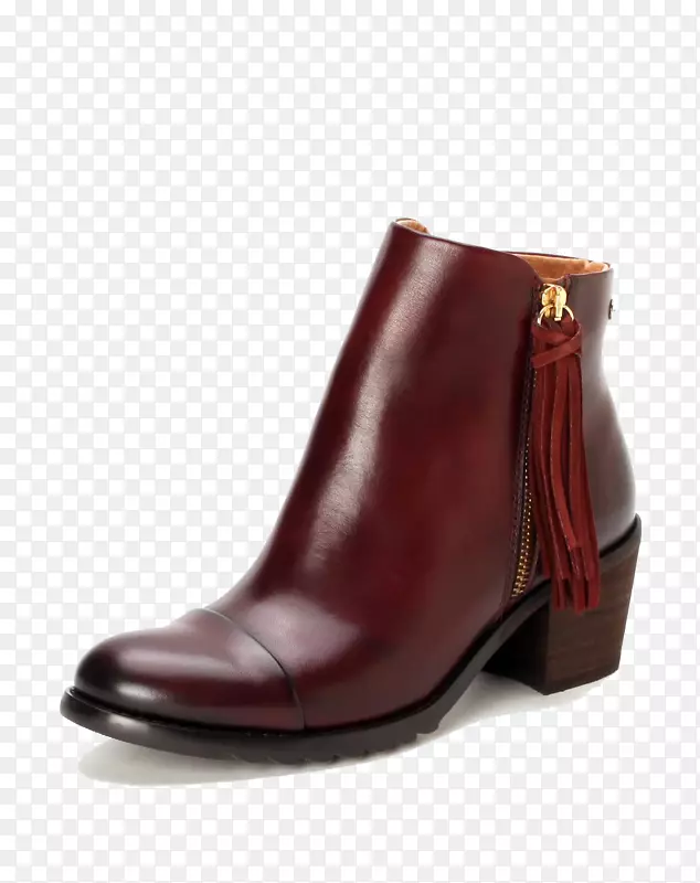 牛靴革-休闲红色牛皮第一层女靴