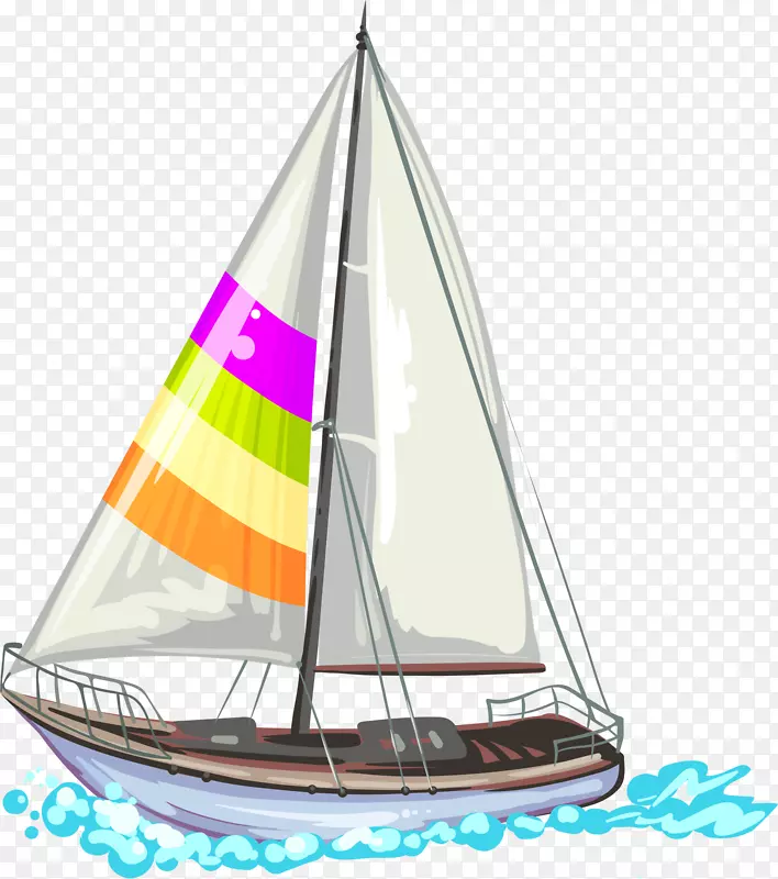 帆船插图.米色帆船