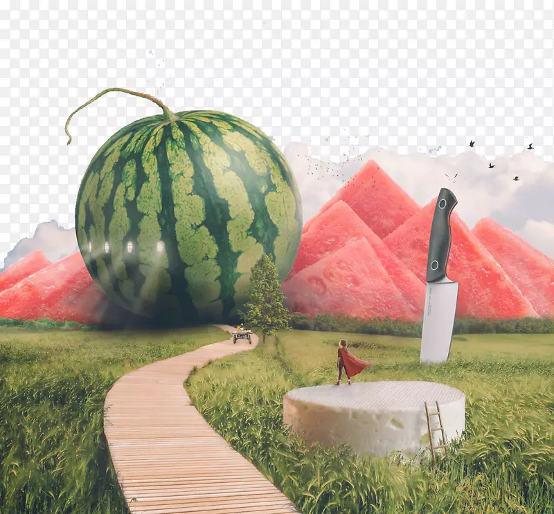 西瓜食品设计师广告创意西瓜图案