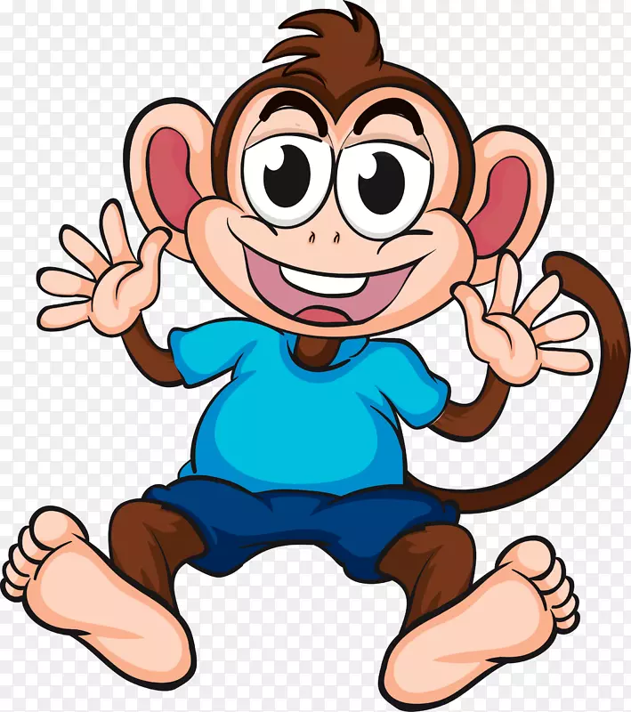 黑猩猩猴子动画剪贴画-可爱的猴子