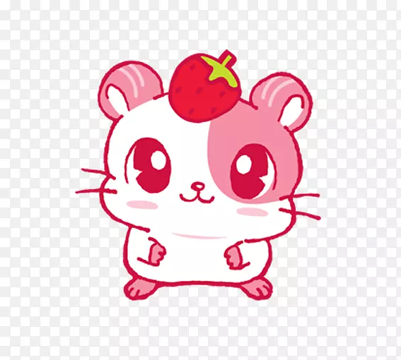 猫可爱卡通插画-草莓头顶小猫