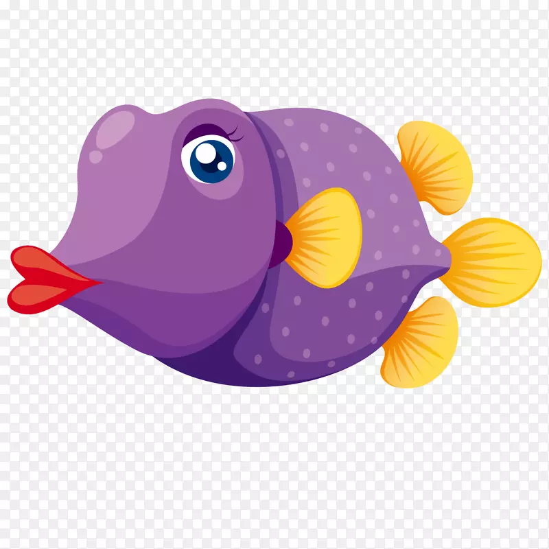 鱼类剪贴画-卡通红唇鱼