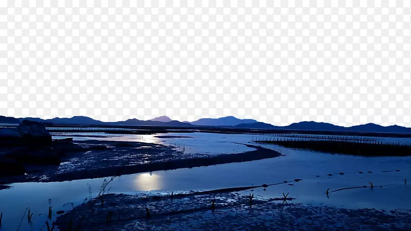 湖泊水资源进水口电脑壁纸-晚上的湖面