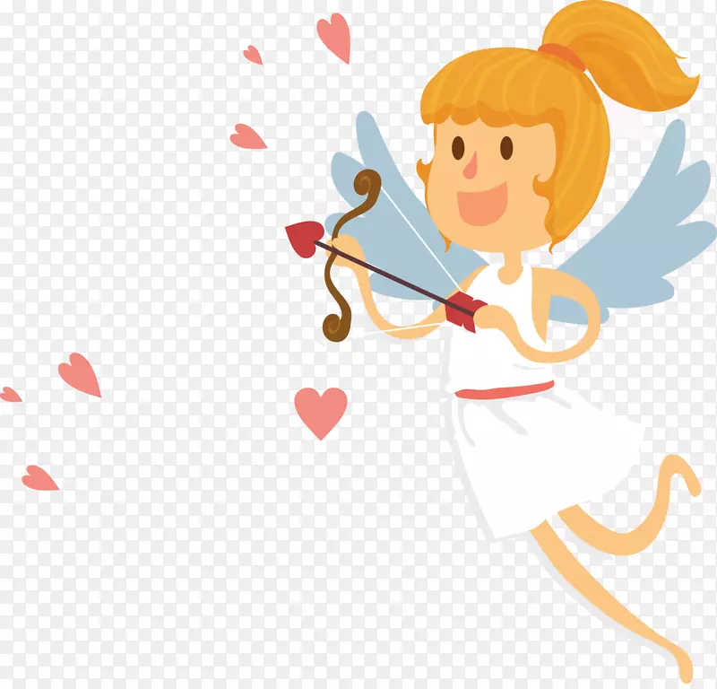 丘比特剪影卡通插图-可爱的天使