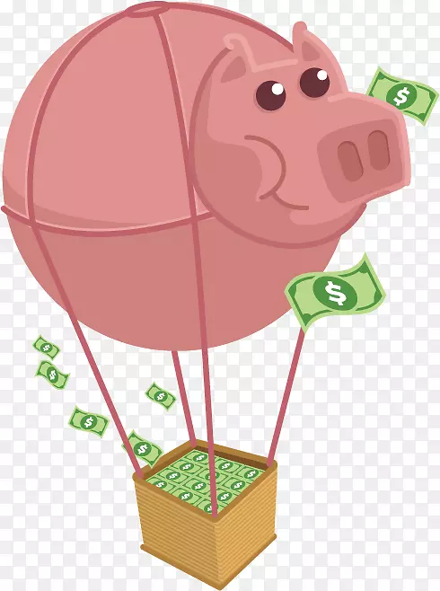 国内猪储蓄罐省钱卡通载体携带钱猪热气球