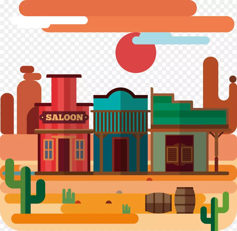 景观沙漠福基手绘创意城市海报