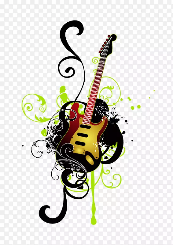 吉他乐器插图.吉他海报材料