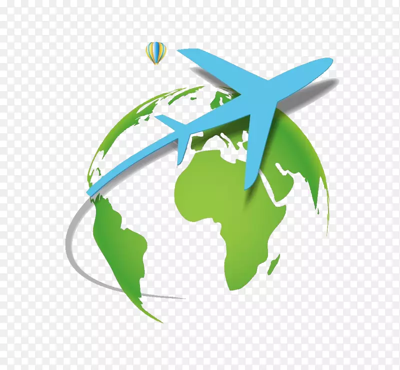 航空旅行信息图表-地球和飞机