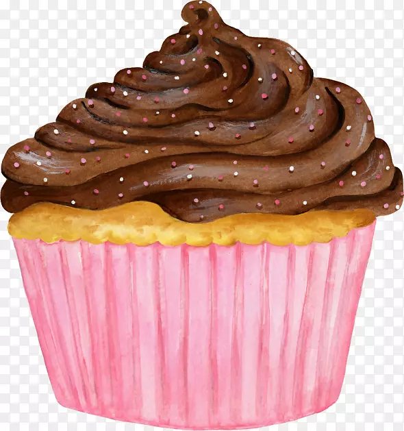 纸杯蛋糕松饼加纳奇巧克力粉红纸杯蛋糕