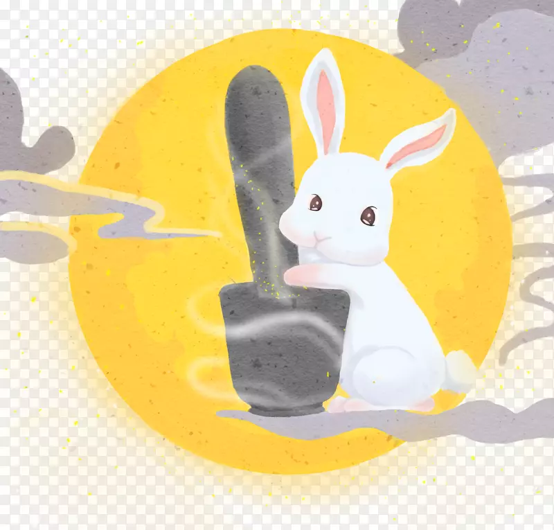 卡通月兔插图-兔子