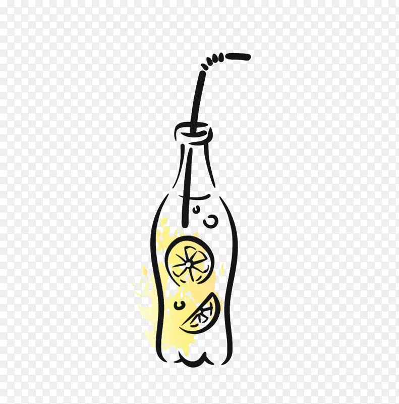柠檬水碳酸饮料剪辑艺术.手绘柠檬水饮料