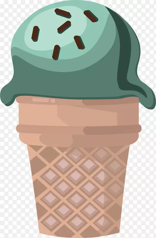 巧克力冰淇淋圆锥形绿茶冰糕抹茶绿茶冰淇淋