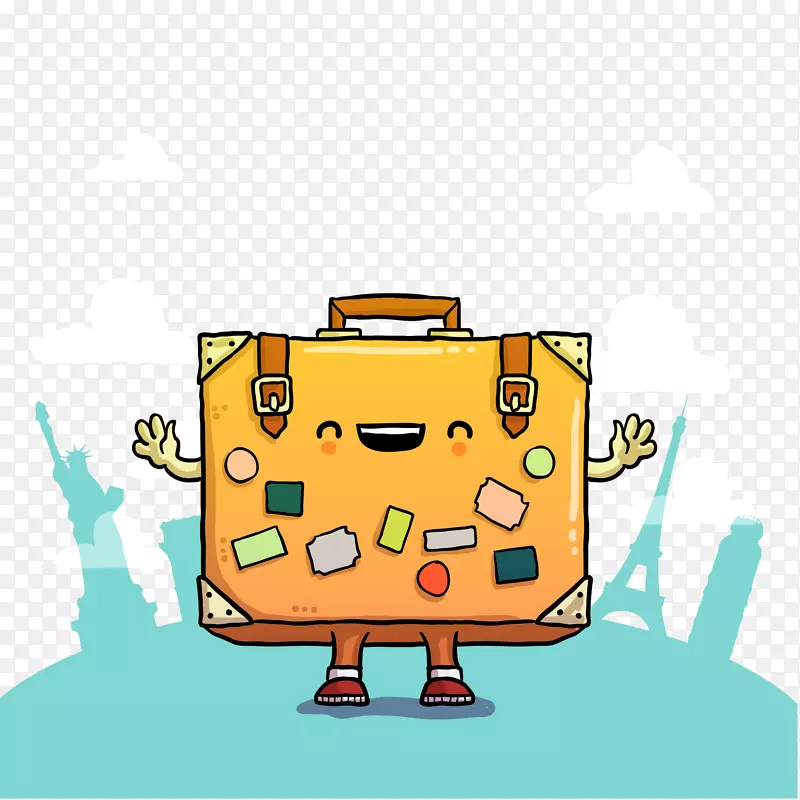 行李箱行李旅行图-可爱的行李旅行插图