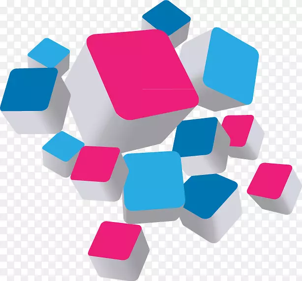 立方体三维空间几何学正方形彩色科技区块