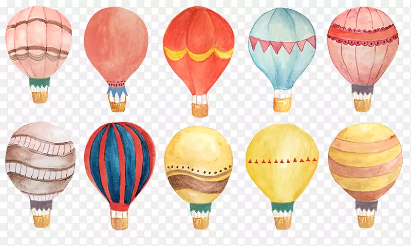 水彩画热气球.手绘水彩热气球