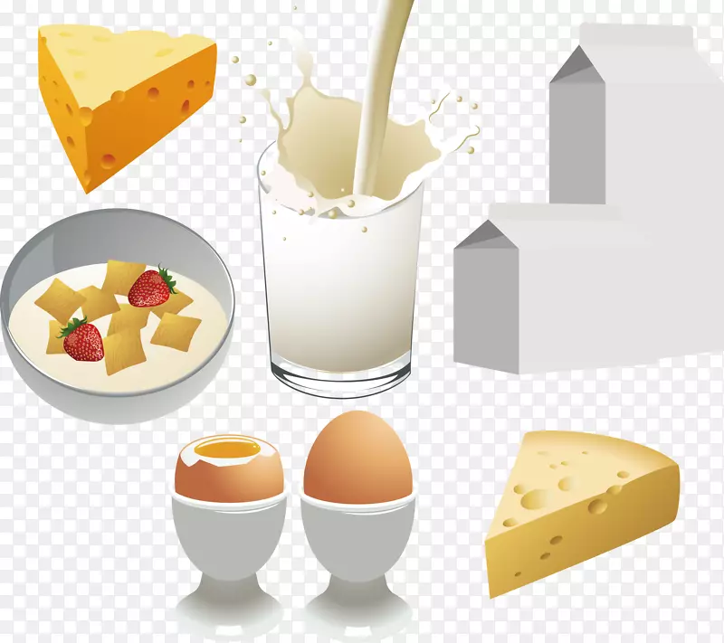 牛奶早餐，乳制品，食品剪辑艺术.牛奶和面包