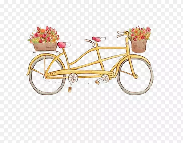 阿姆斯特丹双人自行车图-黄色自行车