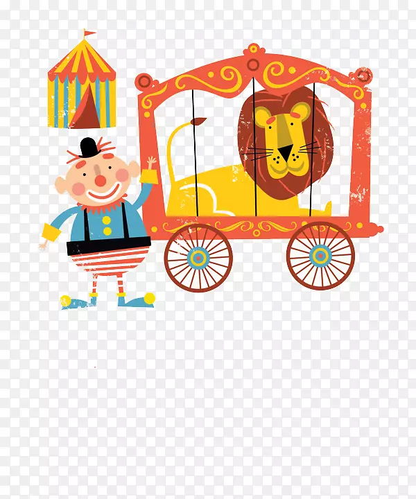 马戏团考尔德马戏团小丑插图-马戏团小丑和狮子