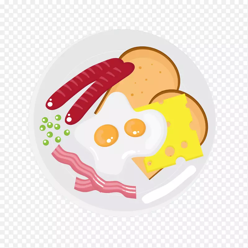 丰盛早餐香肠早餐谷类食品火腿蛋和火腿早餐免费拉料