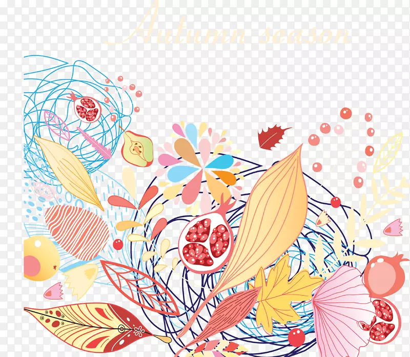 秋季插图-彩色秋叶插图材料