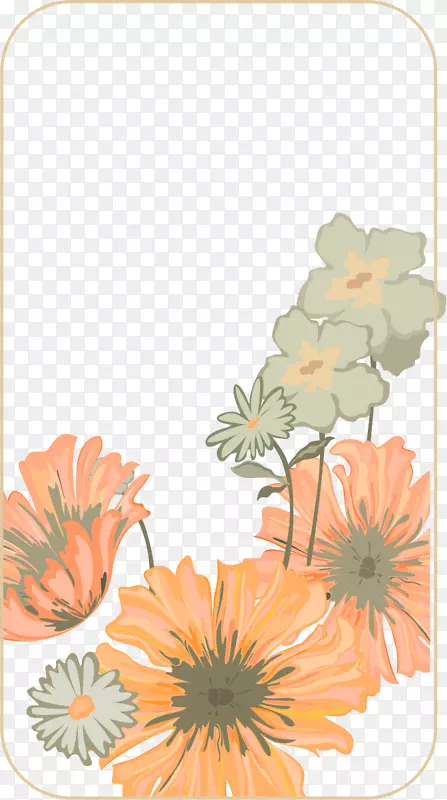 花卉设计超凡雏菊普通向日葵花纹-电话机海报PNG元素