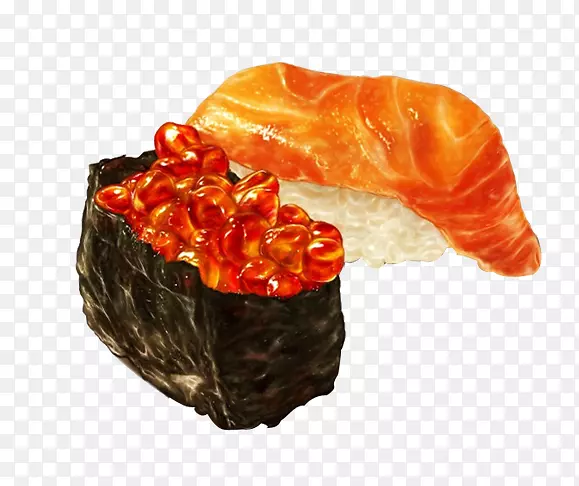寿司食品水彩画插图-寿司