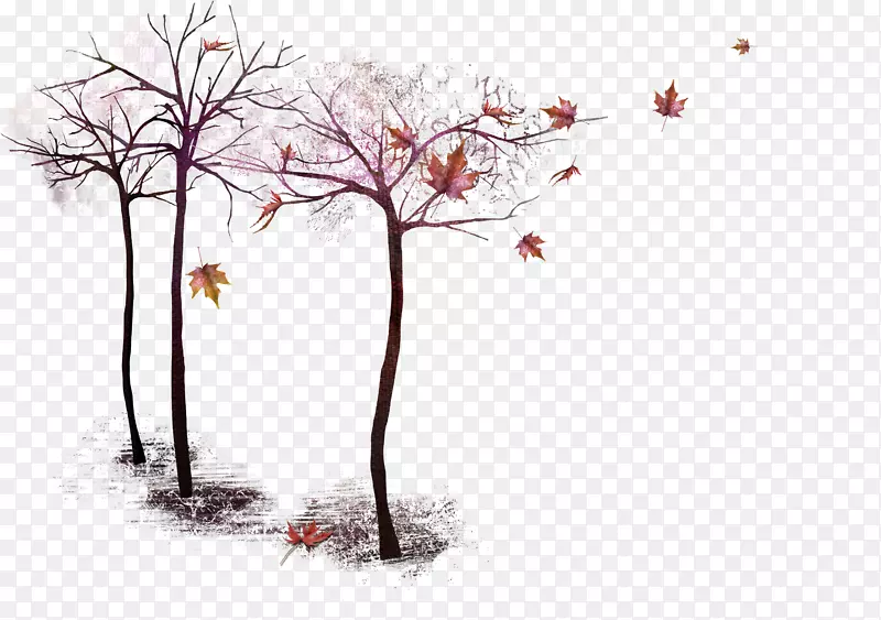 秋树剪贴画-晚秋乔木图案