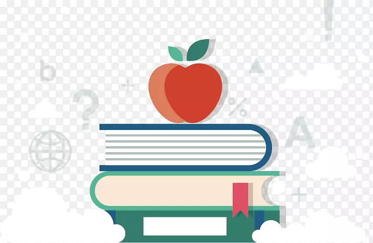 学校插图-书籍上的苹果
