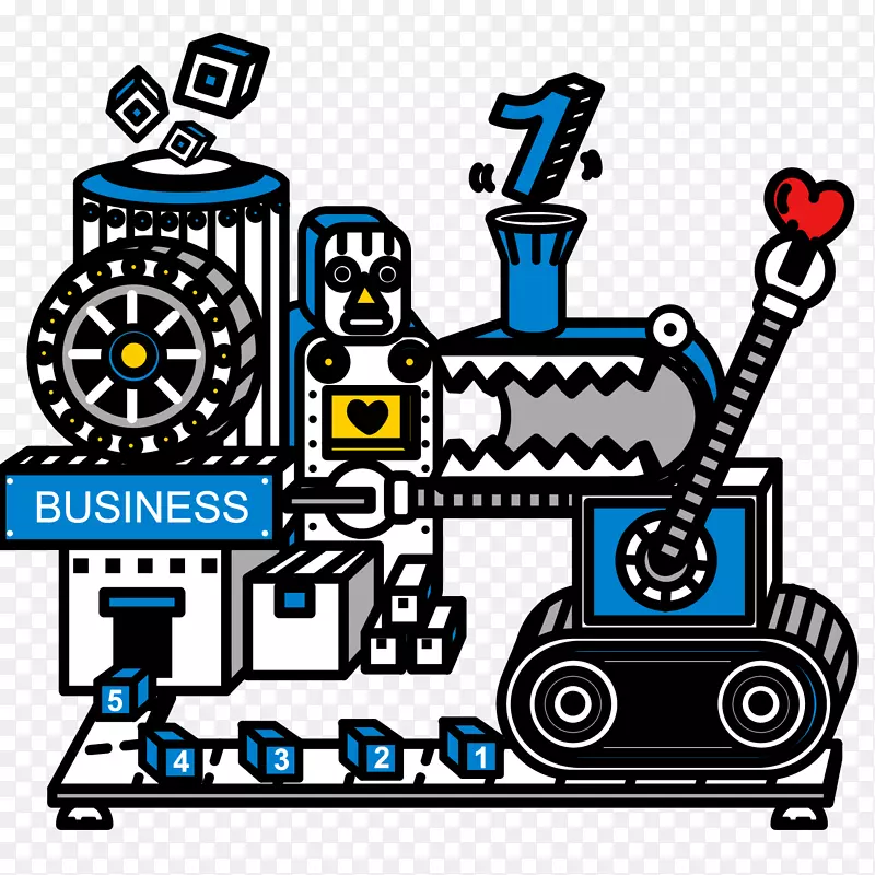 工厂机器剪贴画-正在与机器人智能工厂合作。
