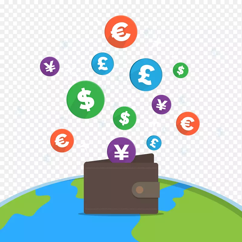 支付业务-电子商务、货币汇率-创意钱包和货币符号