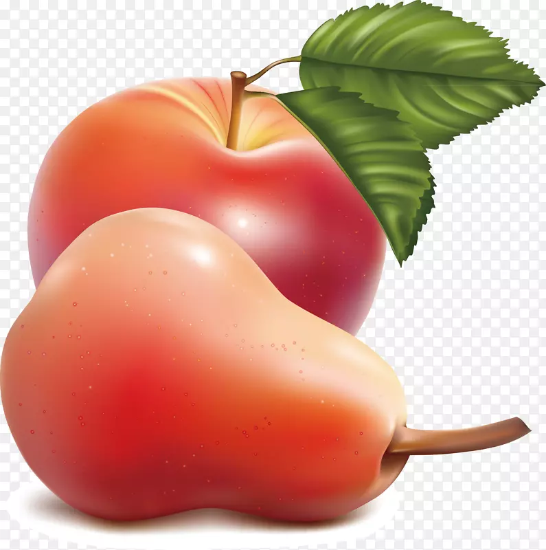 蔬菜水果食品辣椒-水果装饰设计，梨，苹果