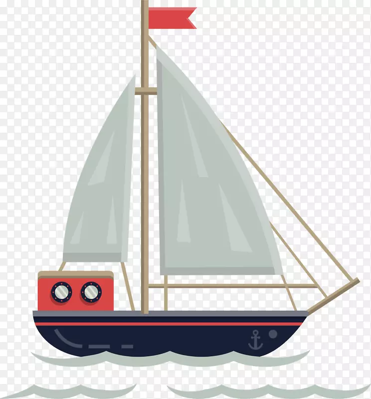 帆船插图-海浪上的航行