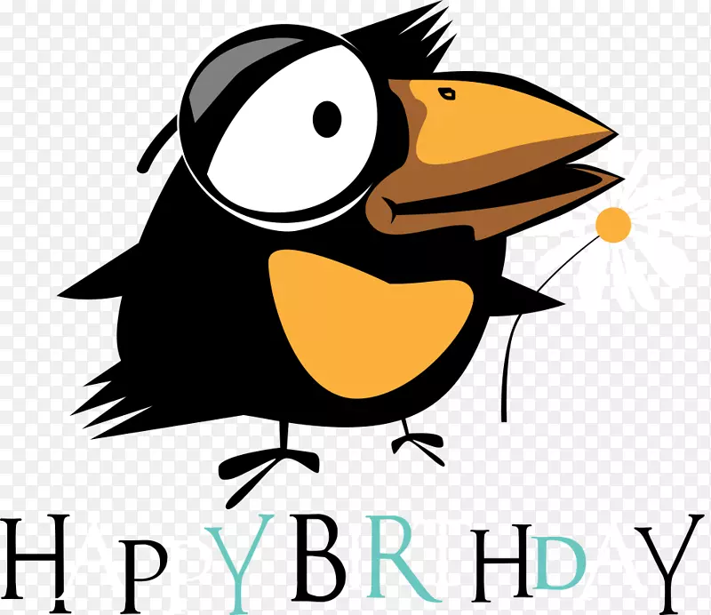 鸟类企鹅生日图-彩色动物生日快乐